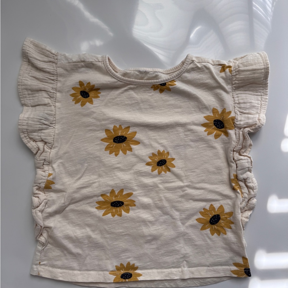 Zara 4T Sunflower Ruffle Print Kids Top (Girls)